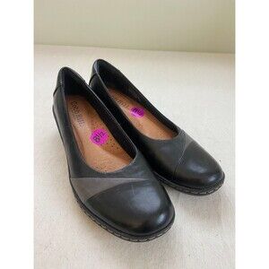 Cobb Hill New Balance Womens 8.5M Slip-On Loafers Black Leather Stitched Details